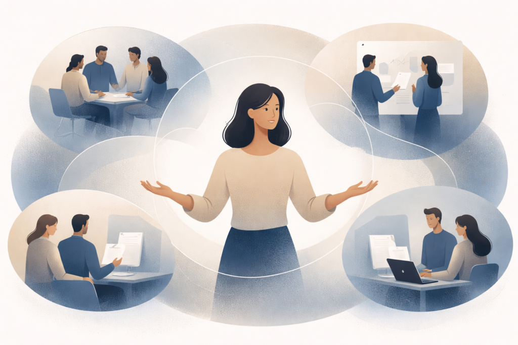 Menschenorientierte Illustration zur Rolle von HR bei Mitarbeiterbenefits